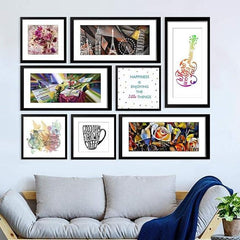Beautiful Designer Art and Quote Collage Photo Frames Set of 8 For Office or Home - All India Decor