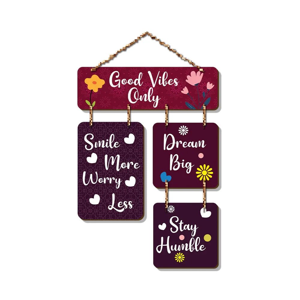 Motivational Quotes Decorative Good Vibes Only Wooden Wall Hanging - All India Decor