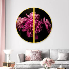 Dreamy Magenta Flora Semi Circle Frames Set Of 2 - All India Decor
