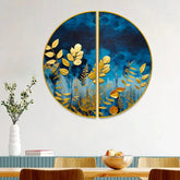 Abstract Porch Golden Background Art Semi Circle Frames Set Of 2 - All India Decor