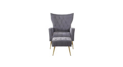 Grey Danney Accent Chair With Ottoman - All India Decor