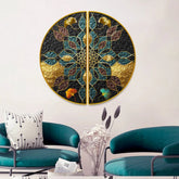 Abstract Geometry, Color Piece, Porch, Golden Background. The Fashion Of Modern Semi Circle Wall Paintings & Art - All India Decor