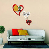 Heart Shape Wood Wall Shelf / Book Shelf,Red and White Color - All India Decor
