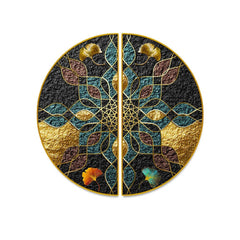 Abstract Geometry, Color Piece, Porch, Golden Background. The Fashion Of Modern Semi Circle Wall Paintings & Art - All India Decor