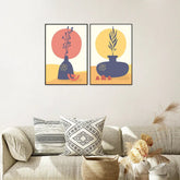Ethnic Vibrant Flower Vase Frames Set Of 2 - All India Decor