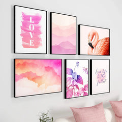 Tropical Vibes Pink Frame Set Of 6 - All India Decor