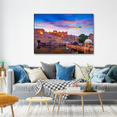 Sunset at Amber Fort and Maota Lake Framed Wall Art - All India Decor