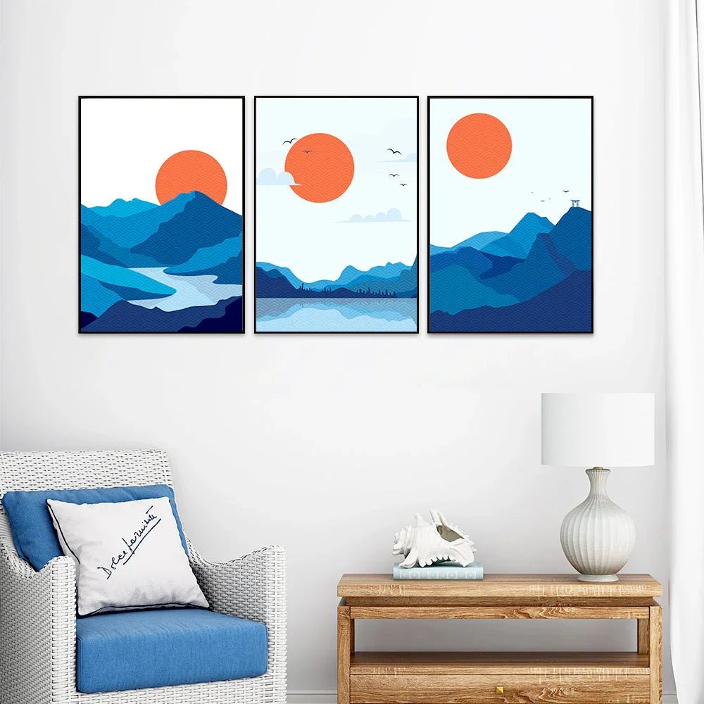 Gleeful Sunrise View Frames Set Of 3 - All India Decor