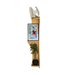 Zig Zag Shape Wood Corner Wall Shelf / Book Shelf,Oak Finish - All India Decor