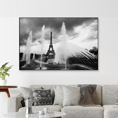 Dancing Fountain & Eiffle Tower Monochromic Framed Wall Art - All India Decor