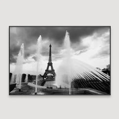 Dancing Fountain & Eiffle Tower Monochromic Framed Wall Art - All India Decor