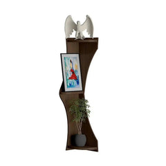 Zig Zag Shape Wood Corner Wall Shelf / Book Shelf,Walnut Finish - All India Decor