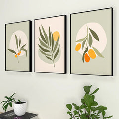 Exotic Flora Green Frames Set Of 3 - All India Decor