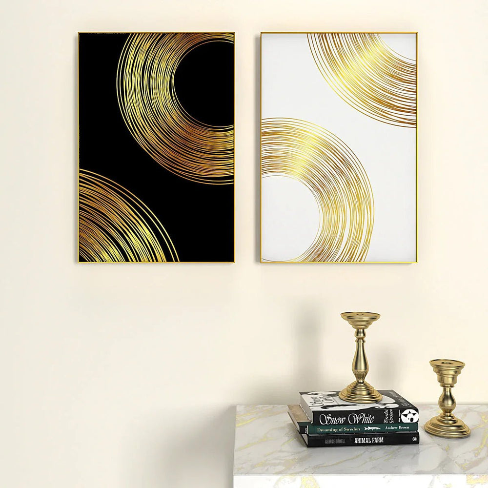 Golden & White Flowy Path Frames Set Of 2 - All India Decor