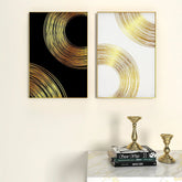 Golden & White Flowy Path Frames Set Of 2 - All India Decor
