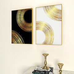 Golden & White Flowy Path Frames Set Of 2 - All India Decor