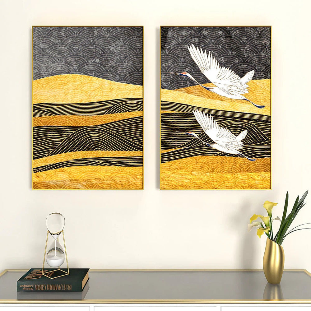The Flying Warblers Golden Frames Set Of 2 - All India Decor