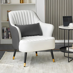 Grey White Havya Faux Leather Arm Chair - All India Decor
