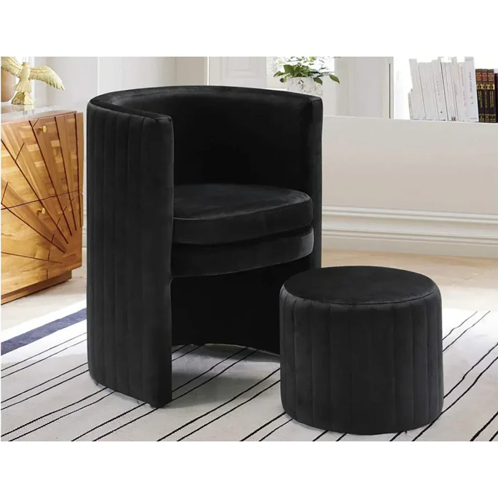 Black Schillar Chair With Ottoman - All India Decor