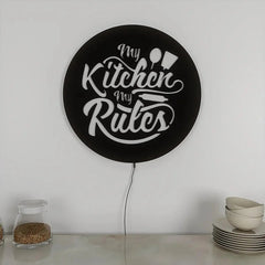 High - Quality 'My Kitchen My Rules' Backlit Wall Decor for Kitchen Decor - All India Decor