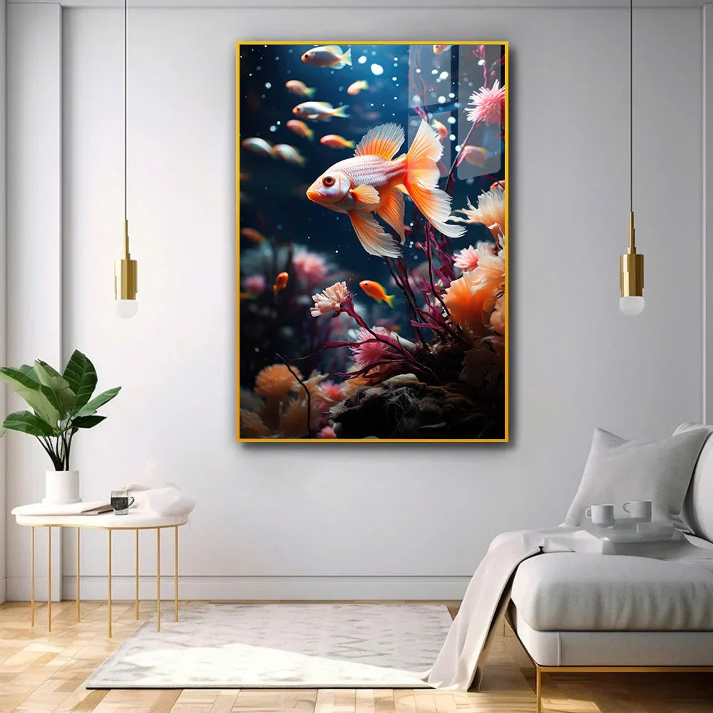 Playful Fish Acrylic Wall Paintings & Arts - All India Decor