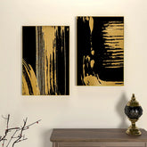 The Abstract Gold & Black Brushed Frames Set Of 2 - All India Decor