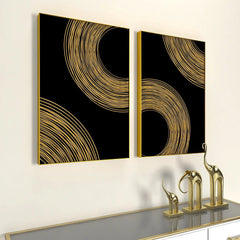 Golden Flowy Path Frames Set Of 2 - All India Decor