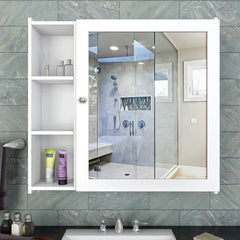 Aesthetic Wooden Bathroom Cabinet with 5 Spacious Shelves - Solid White - All India Decor