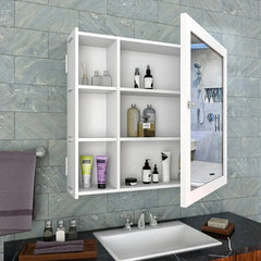 Aesthetic Wooden Bathroom Cabinet with 5 Spacious Shelves - Solid White - All India Decor