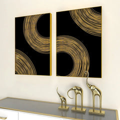 Golden Flowy Path Frames Set Of 2 - All India Decor