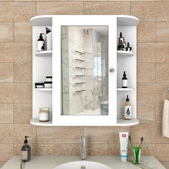 Premium Wooden Bathroom Cabinet with 10 Spacious Shelves - White - All India Decor