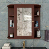 Premium Wooden Bathroom Cabinet with 10 Spacious Shelves - Solid Brown - All India Decor