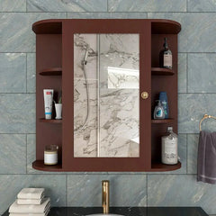Premium Wooden Bathroom Cabinet with 10 Spacious Shelves - Solid Brown - All India Decor