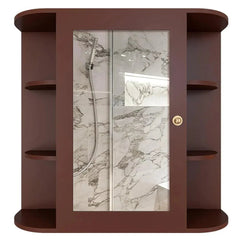 Premium Wooden Bathroom Cabinet with 10 Spacious Shelves - Solid Brown - All India Decor