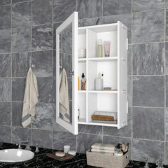 Structured Wooden Bathroom Cabinet with 7 Spacious Shelves - Solid White - All India Decor