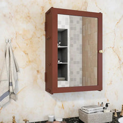 Structured Wooden Bathroom Cabinet with 7 Spacious Shelves - Solid Brown - All India Decor