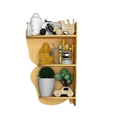 Butterfly Shape Wood Corner Wall Shelf / Book Shelf,Oak Finish - All India Decor