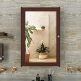 Structured Wooden Bathroom Cabinet with 3 Spacious Shelves - Solid Brown - All India Decor