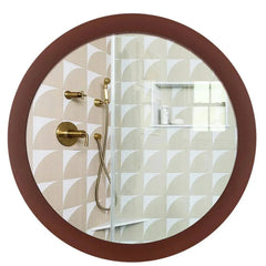 Modish Circular Wooden Bathroom Cabinet with 2 Spacious Shelves - Solid Brown - All India Decor