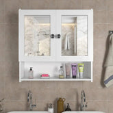 Space Saving Bathroom Mirror Cabinet with 5 Spacious Shelves - White - All India Decor