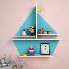Boat - Shaped Blue Kids Wall Shelf - All India Decor