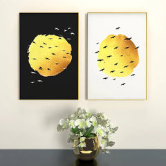 Subtle Perspective Golden & Black Frames Set Of 2 - All India Decor