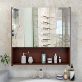 Premium Wooden Brown Bathroom Cabinet with Mirror & 4 Spacious Shelves - All India Decor