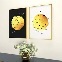 Subtle Perspective Golden & Black Frames Set Of 2 - All India Decor