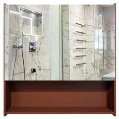 Premium Wooden Brown Bathroom Cabinet with Mirror & 4 Spacious Shelves - All India Decor