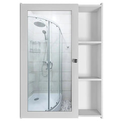 Chic White Wooden Bathroom Mirror Cabinet with 5 Spacious Shelves - All India Decor