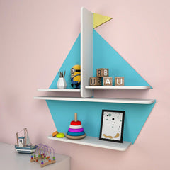 Boat - Shaped Blue Kids Wall Shelf - All India Decor