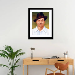 Freedom Fighter Bhagat Singh Framed Wall Painting - All India Decor