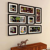 Warli Black Art Frame Set of 8 - All India Decor