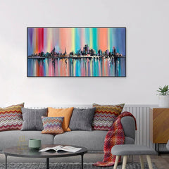 The Rainbow City Abstract Framed Wall art - All India Decor